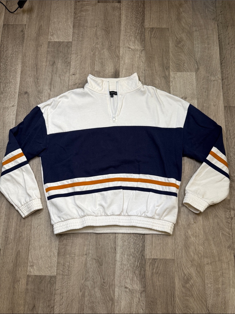 LA Hearts - Half-Zip Colorblock Sweater - White, Orange & Navy
